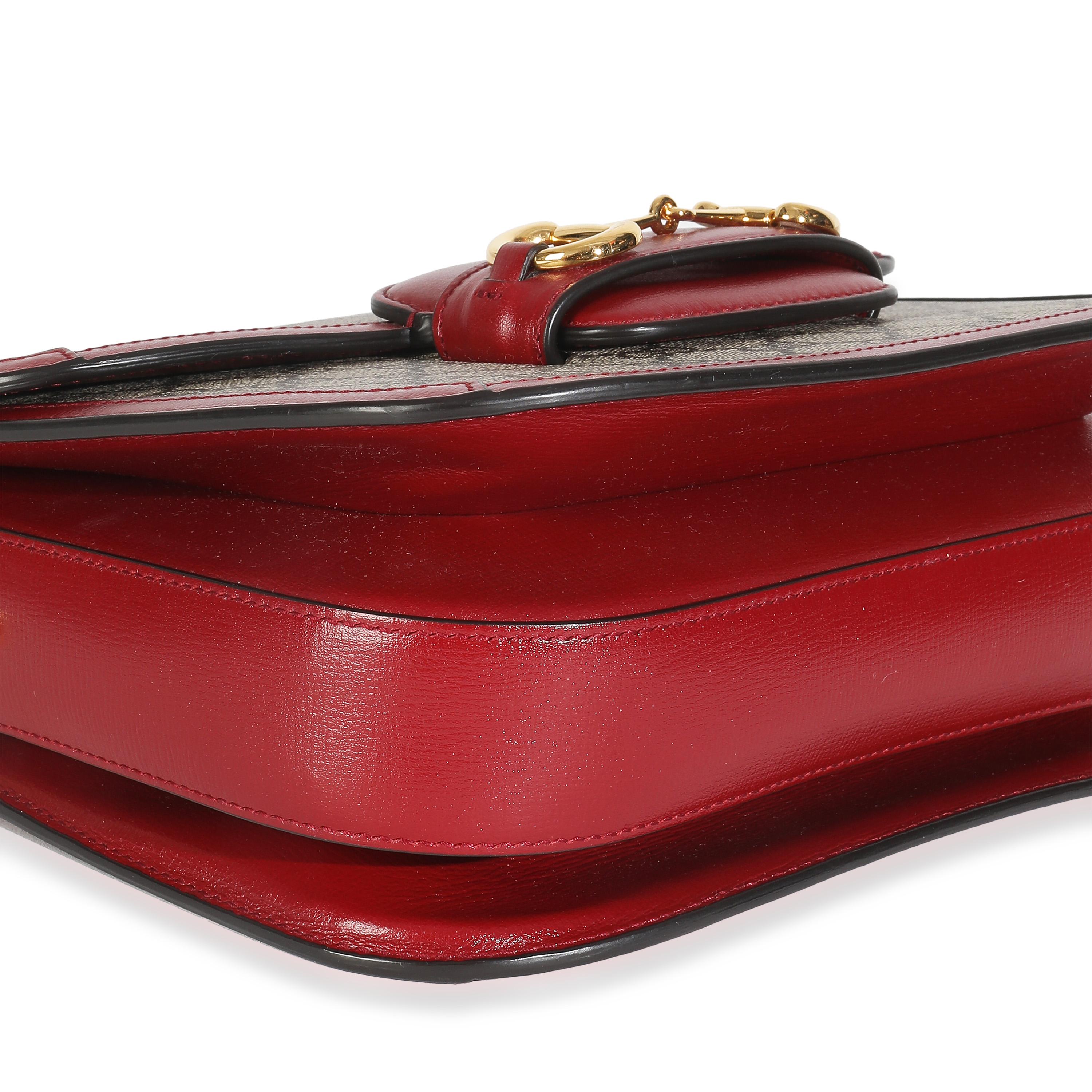 Bolso Gucci Rojo Cereza Beige GG Supreme Azalea Piel de Caballo Horsebit 1955 en venta 1