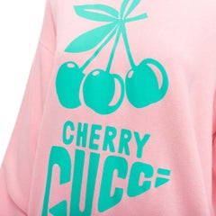 GUCCI Cherry sugar pink aqua green cherry print long boxy hoodie S