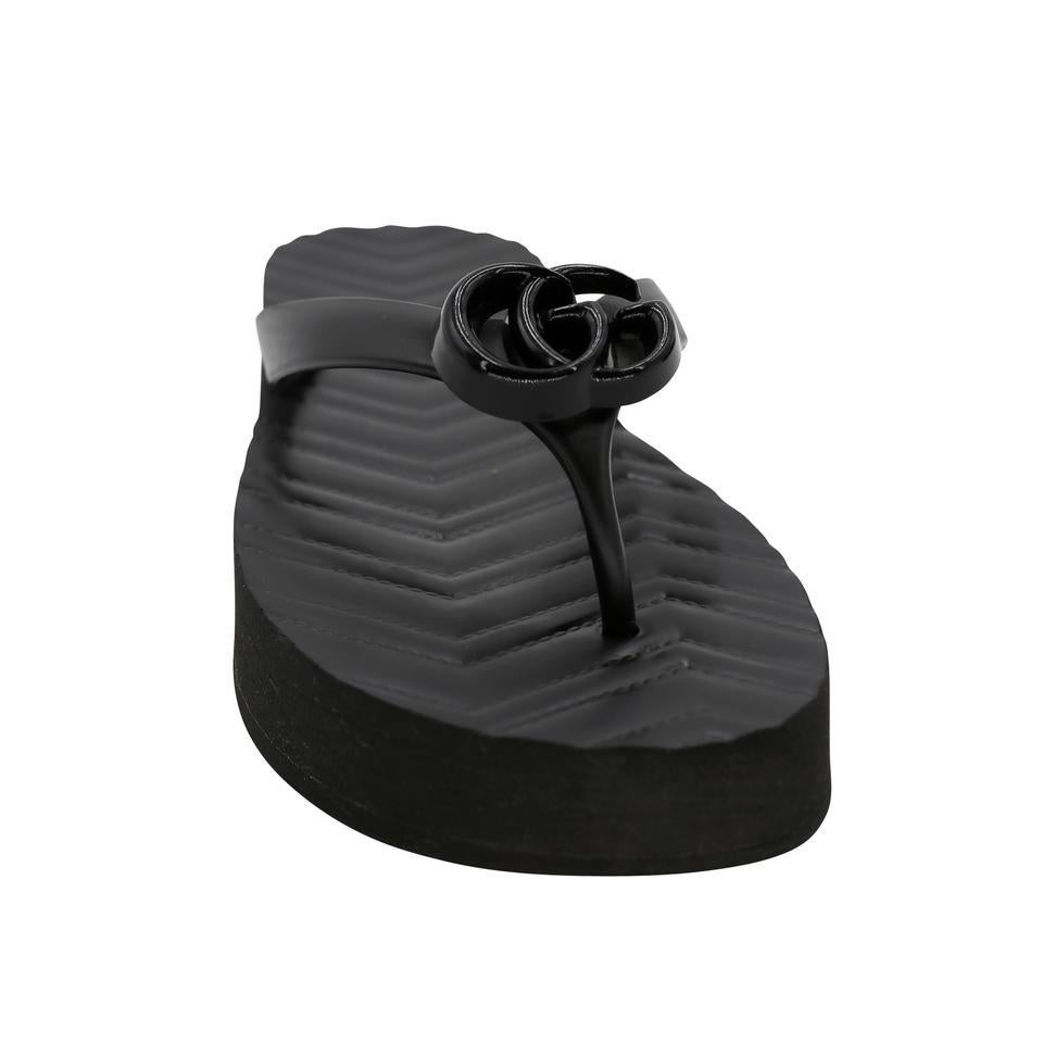 Women's Gucci Chevron Thong sz 37 Sandal GG Slides Flip GG-S0510P-0003 For Sale