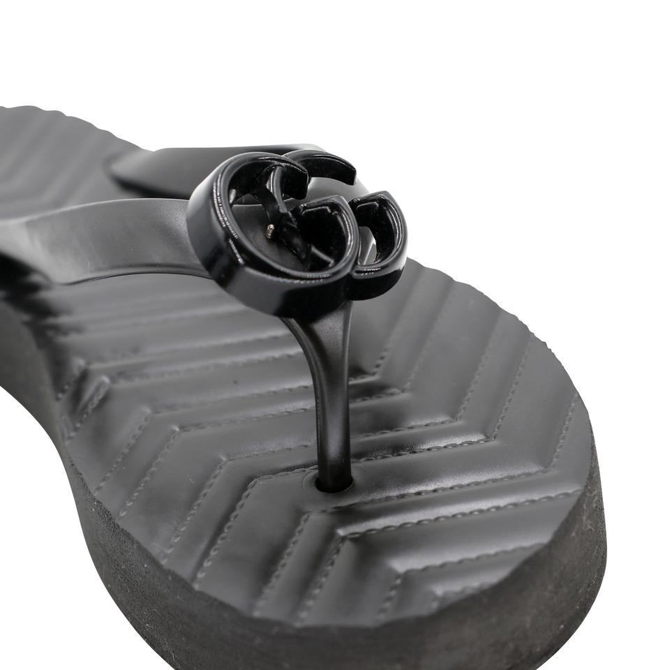 Gucci Chevron Thong sz 37 Sandal GG Slides Flip GG-S0510P-0003 For Sale 1