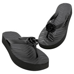 Gucci Chevron Thong sz 37 Sandal GG Slides Flip GG-S0510P-0003