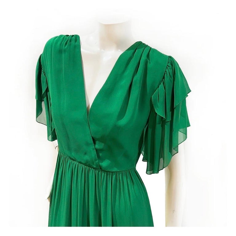 Gucci Chiffon Ruffle Maxi Dress at 1stDibs