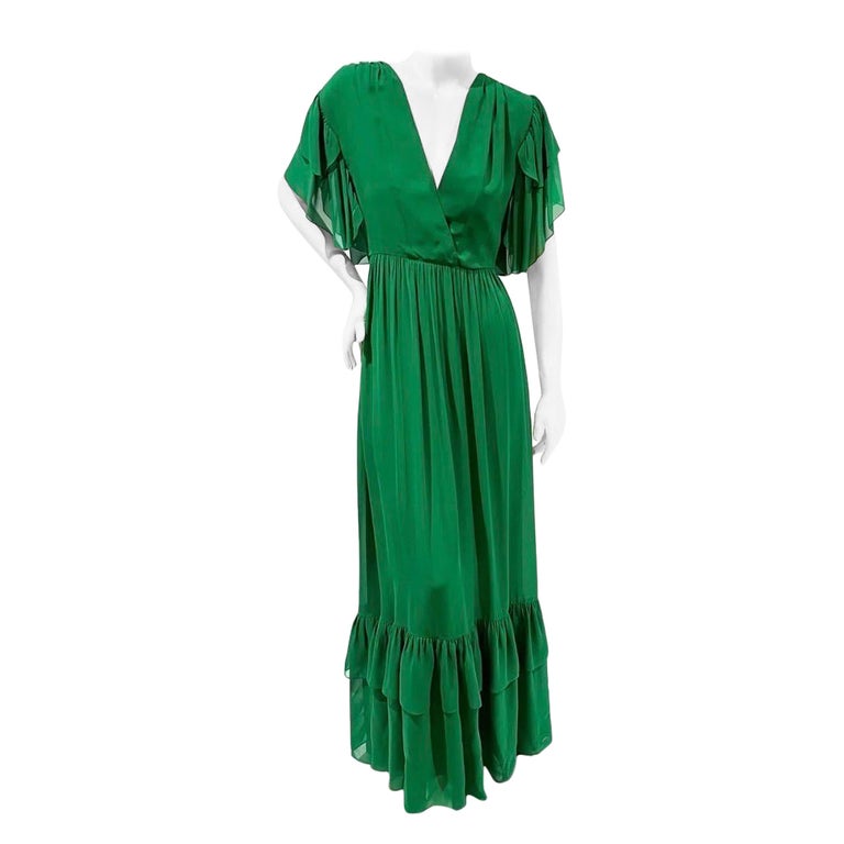 Gucci Chiffon Ruffle Maxi Dress at 1stDibs