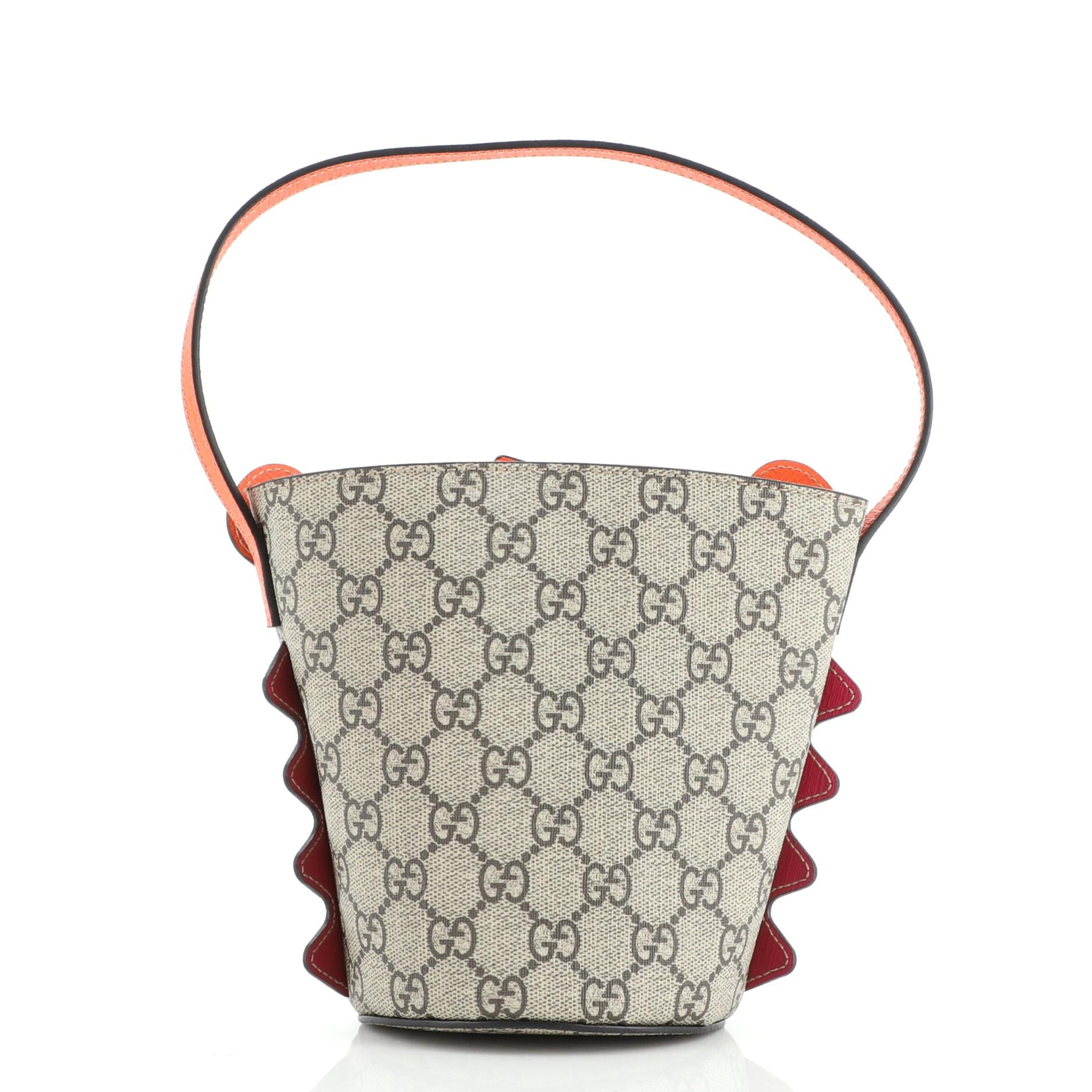 Gucci Children's Bucket Bag GG Coated Canvas with Applique Small In Good Condition In NY, NY