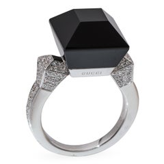 Gucci "Chiodo" 18k White Gold Black Onyx and Diamond Ring