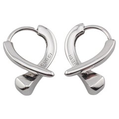 Vintage Gucci Chiodo 18k White Gold Huggie Earrings