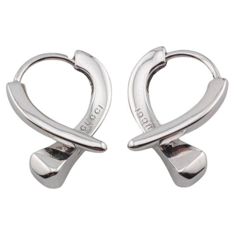 Gucci Chiodo 18K White Gold Huggie Earrings