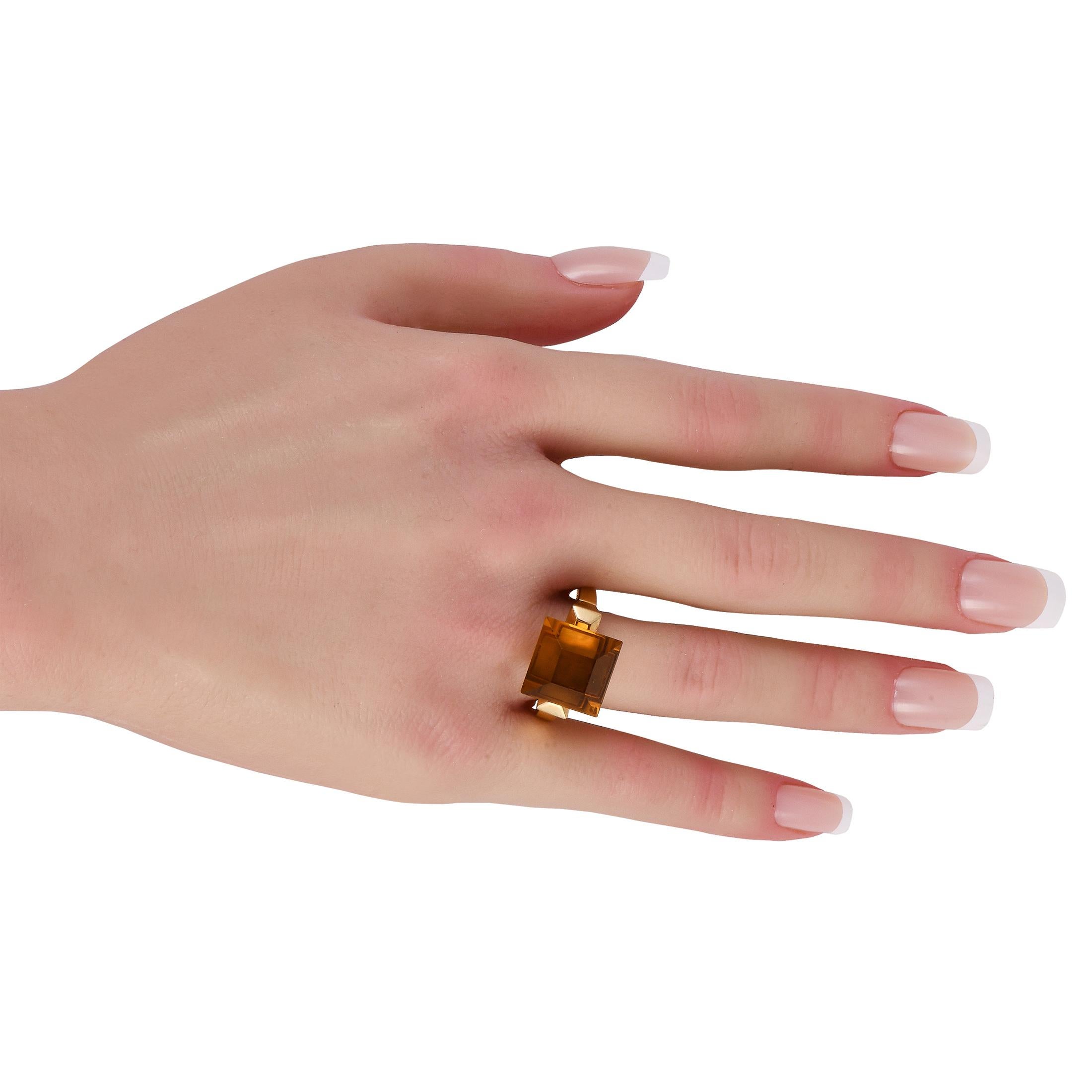 Mixed Cut Gucci Chiodo 18K Yellow Gold Citrine Ring GU09-1028524