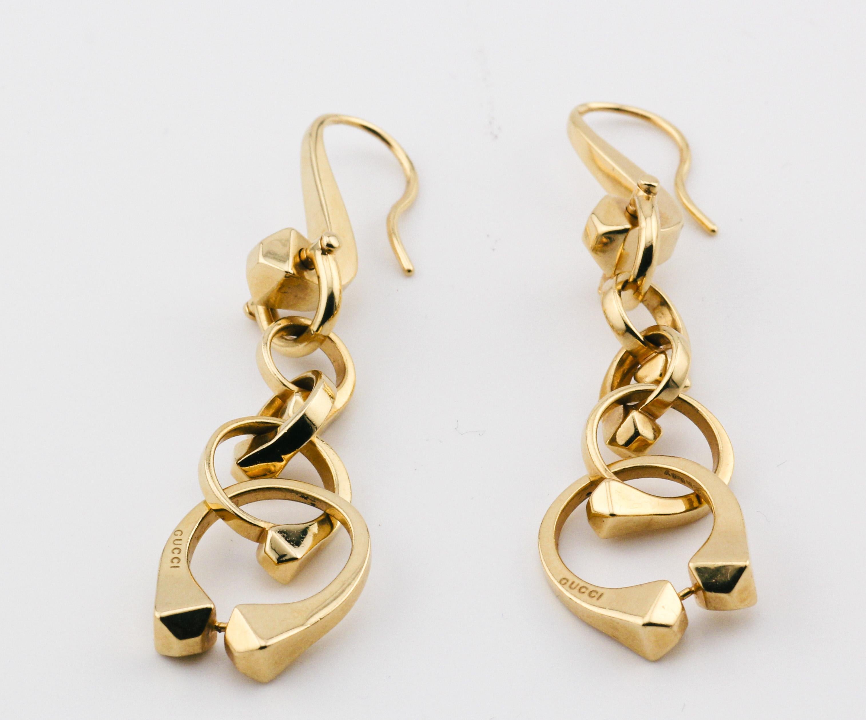 Women's Gucci Chiodo 18K Yellow Gold Drop Earrings For Sale