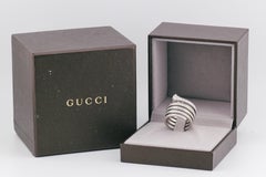 Gucci Chiodo Diamond 18k White Gold Wrap Around Nail Ring Size 6.5