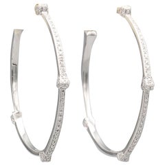 Gucci Chiodo Diamond and 18 Karat White Gold Hoops Earrings