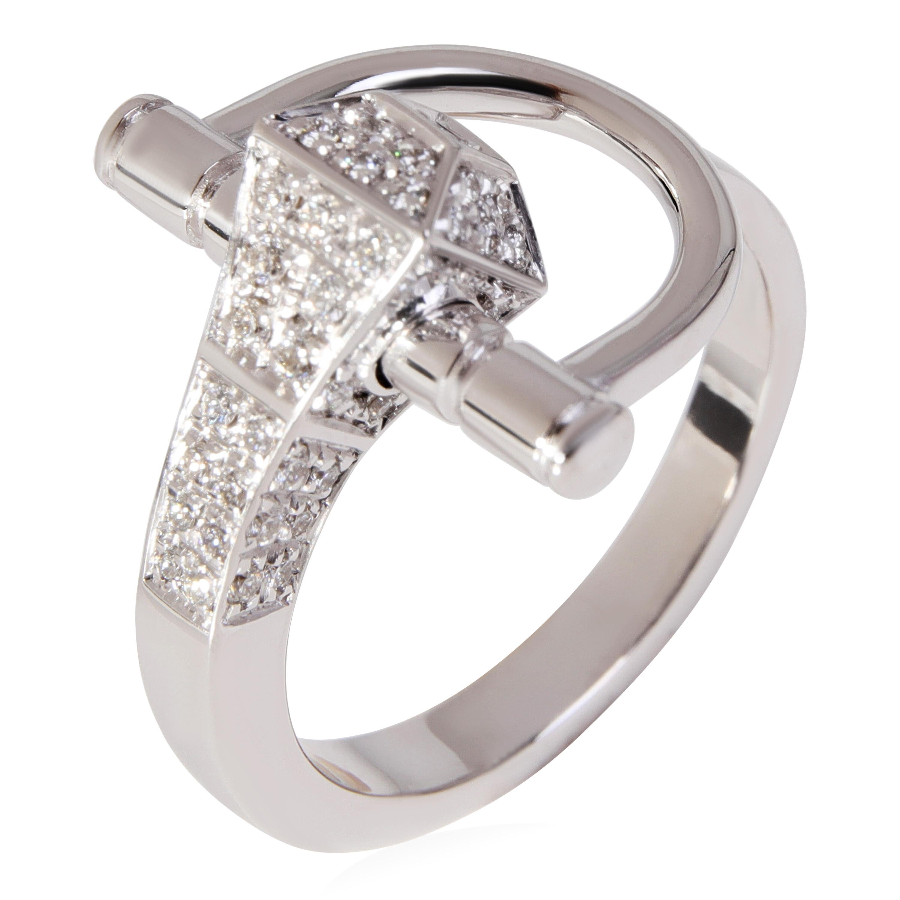 Women's Gucci Chiodo Horsebit Diamond Ring in 18k White Gold 0.40 Ctw For Sale