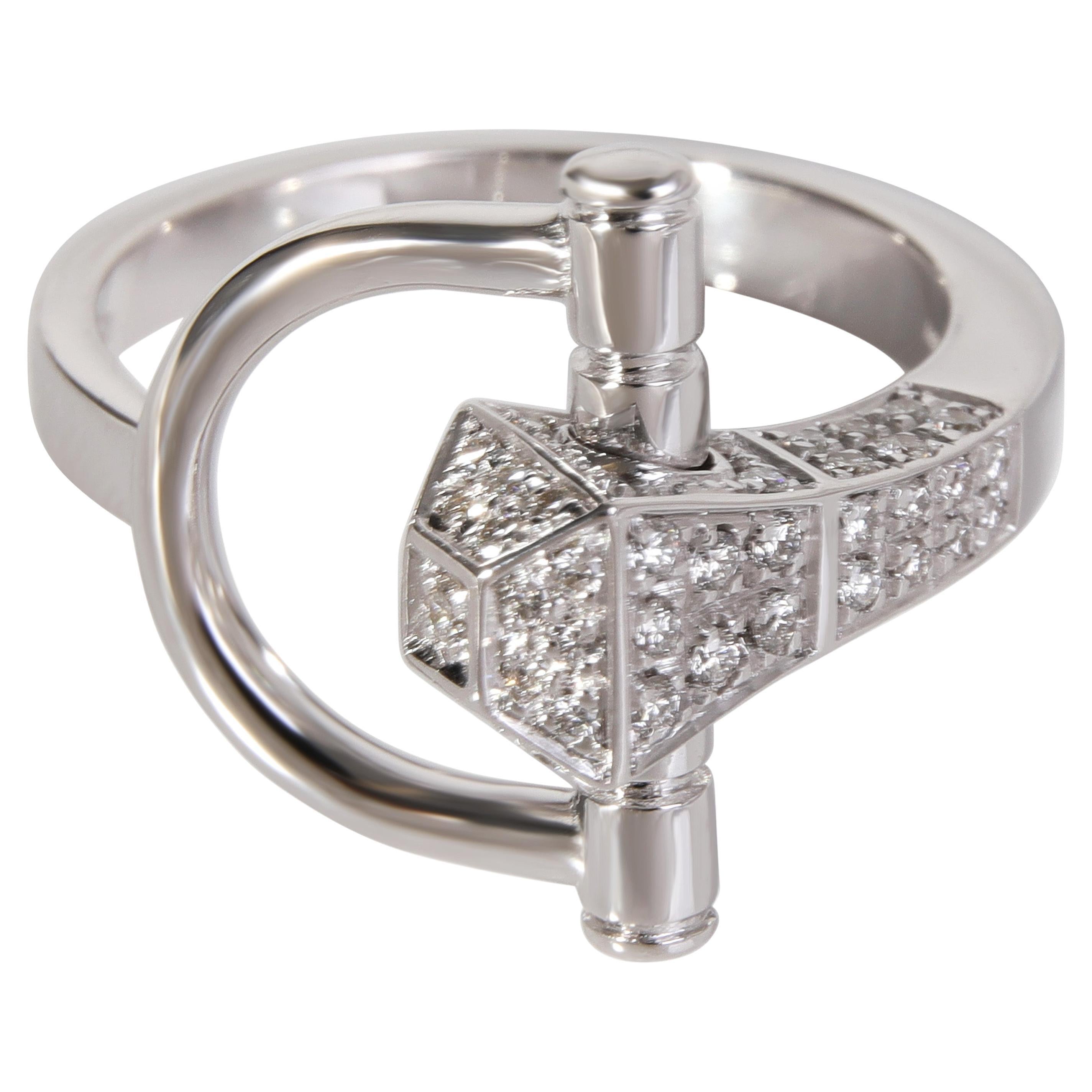 Gucci Chiodo Horsebit Diamond Ring in 18k White Gold 0.40 Ctw For Sale