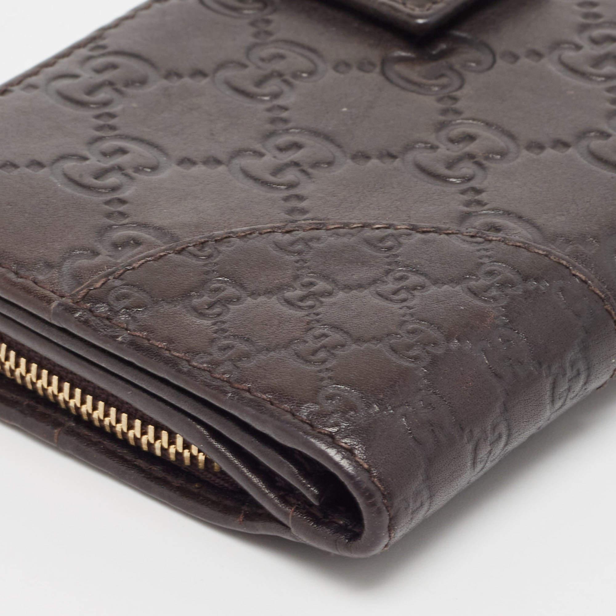 Gucci Choco Brown Guccissima Leather Bree Continental Wallet 5