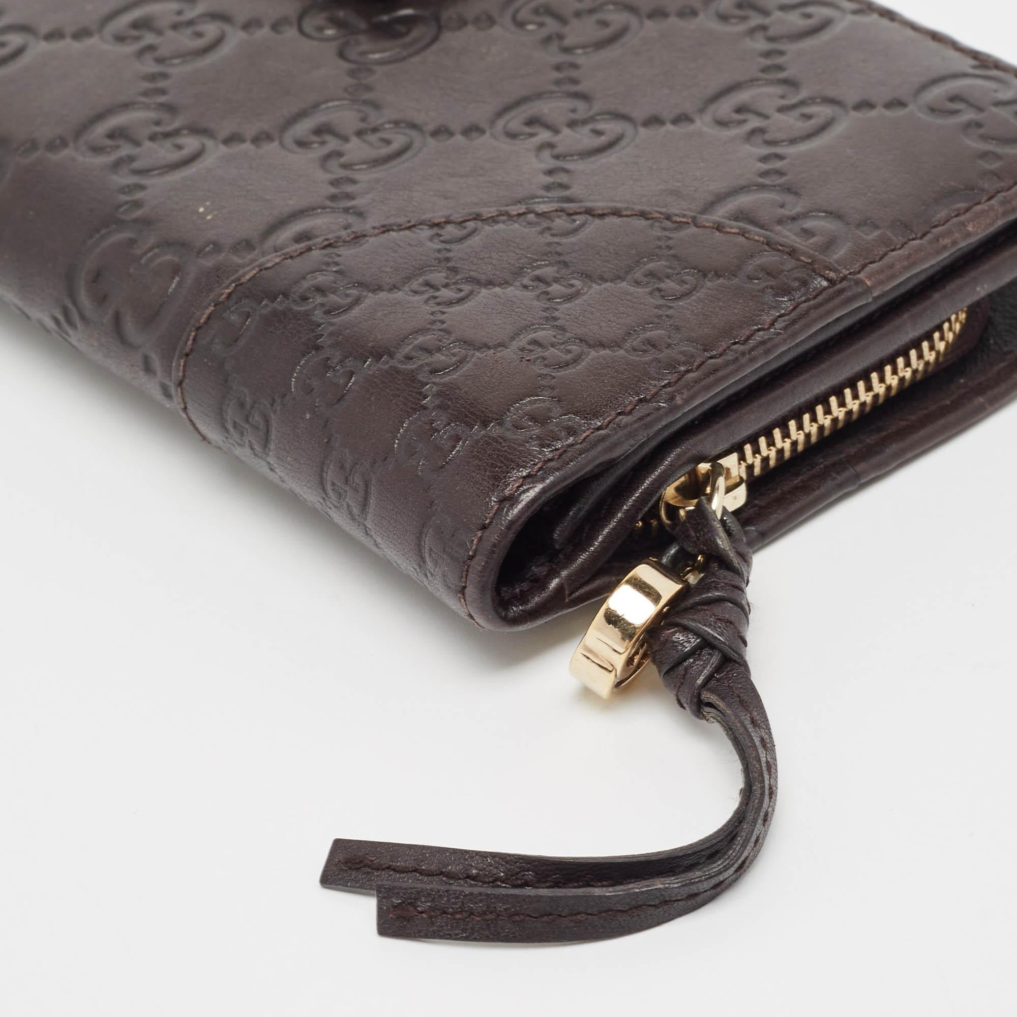 Gucci Choco Brown Guccissima Leather Bree Continental Wallet 6