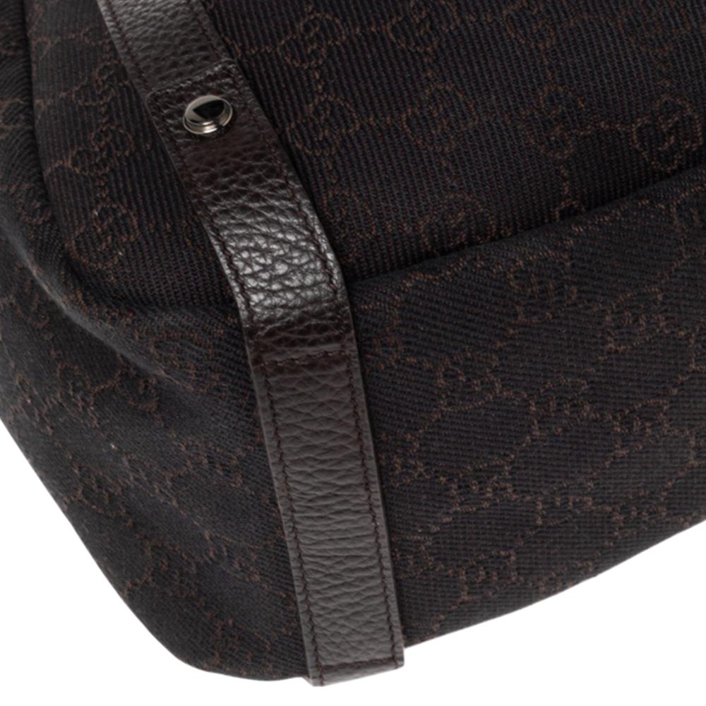 Gucci Chocolate Brown GG Canvas and Leather Trim Abbey Tote at 1stDibs