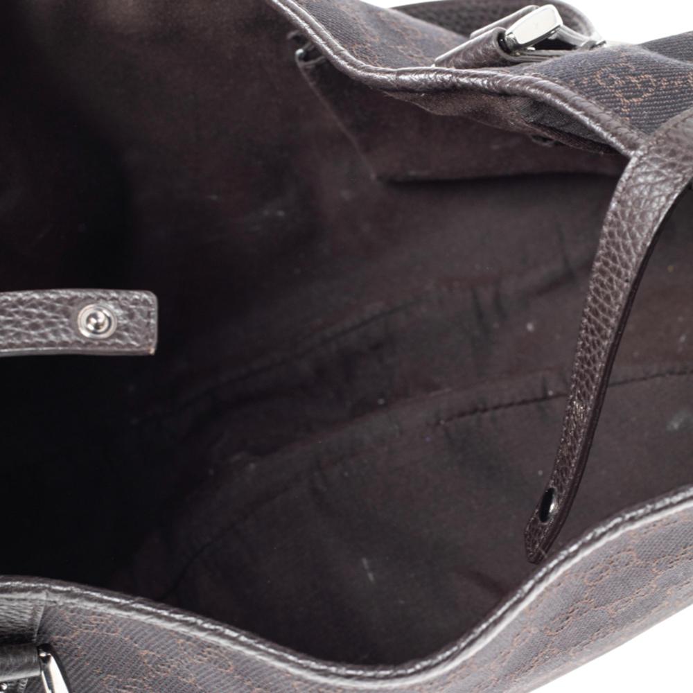 Gucci Chocolate Brown GG Canvas and Leather Trim Abbey Tote at 1stDibs