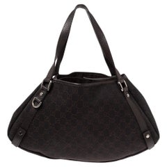 Gucci Chocolate Brown GG Canvas and Leather Trim Abbey Tote