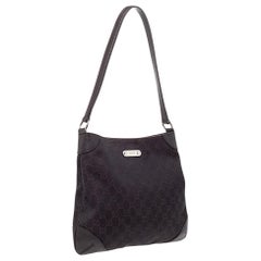 Gucci Chocolate Brown GG Canvas und Leder Vintage Hobo