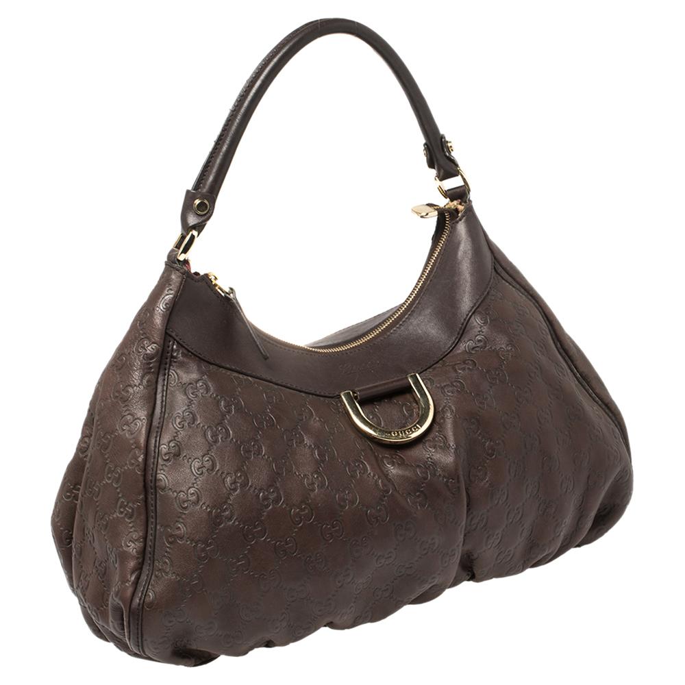 Black Gucci Chocolate Brown Guccissima Leather Small D-Ring Hobo