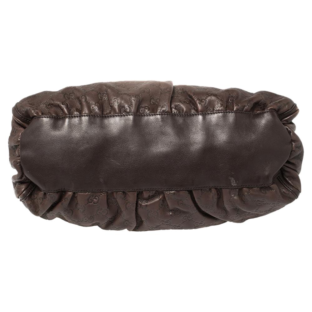 Gucci Chocolate Brown Guccissima Leather Small D-Ring Hobo In Fair Condition In Dubai, Al Qouz 2