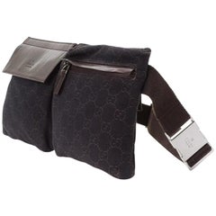 Gucci Chocolate Dark Belt Fanny Pack 866836 Brown Coated Canvas Cross Body Bag