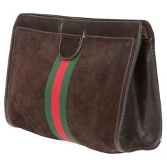 Gucci GG Clutch aus Schokoladenleder und Wildleder