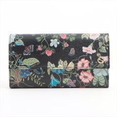 Gucci Chris Knight Floral Leather Long Wallet Black