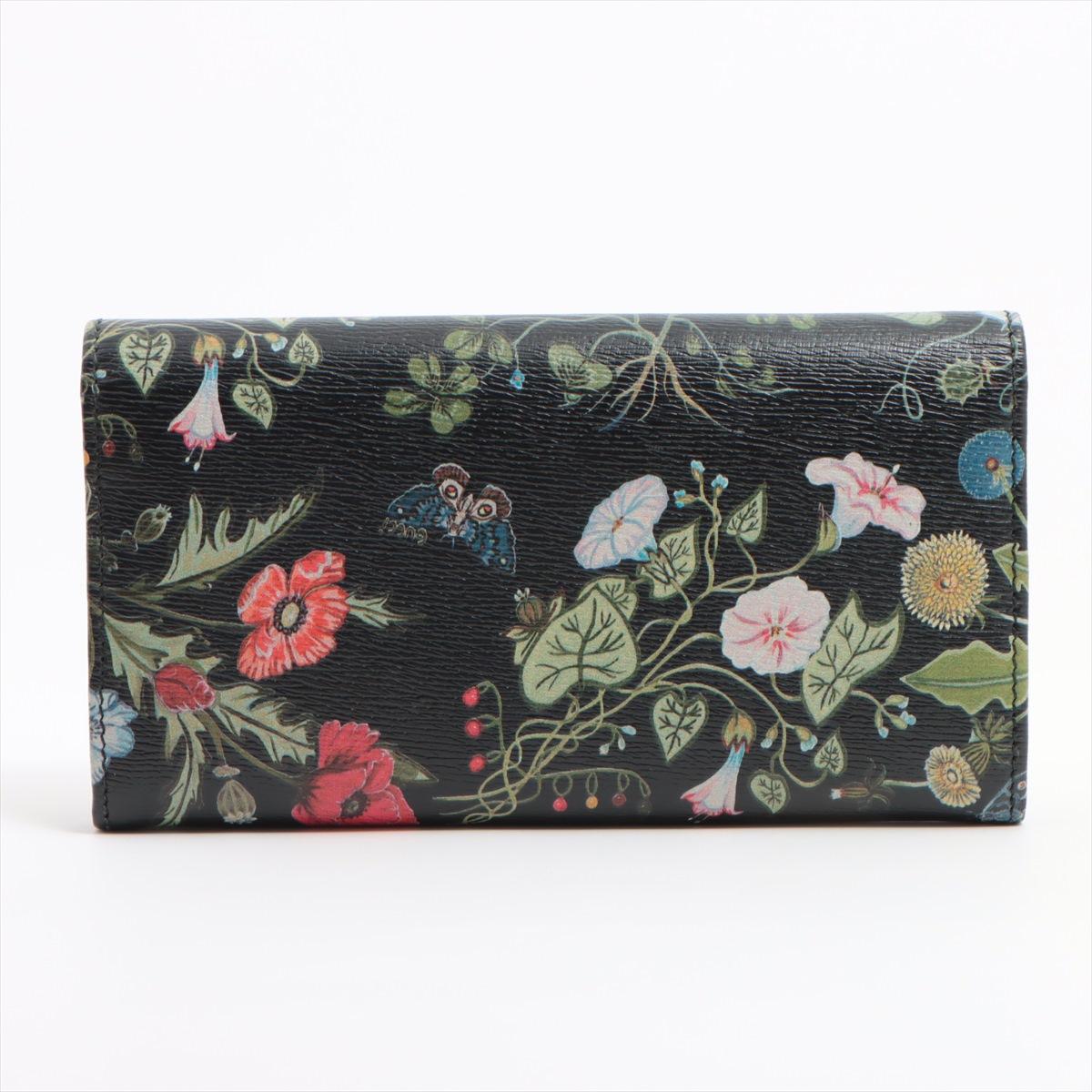 Gucci Chris Knight Floral Leather Long Wallet Black In Good Condition In Humacao, PR