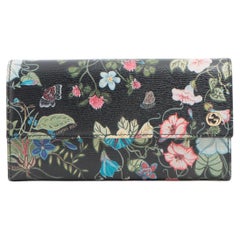 Gucci Chris Knight Floral Leather Long Wallet Black