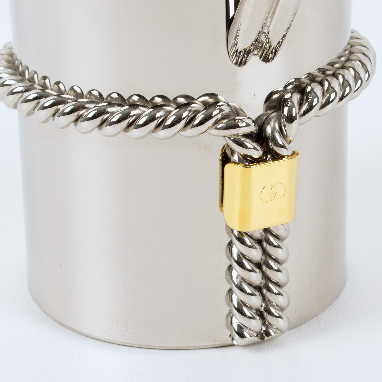 Gucci Italy Silvered and Gilt Thermos Insulated Decanter, circa 1980 2