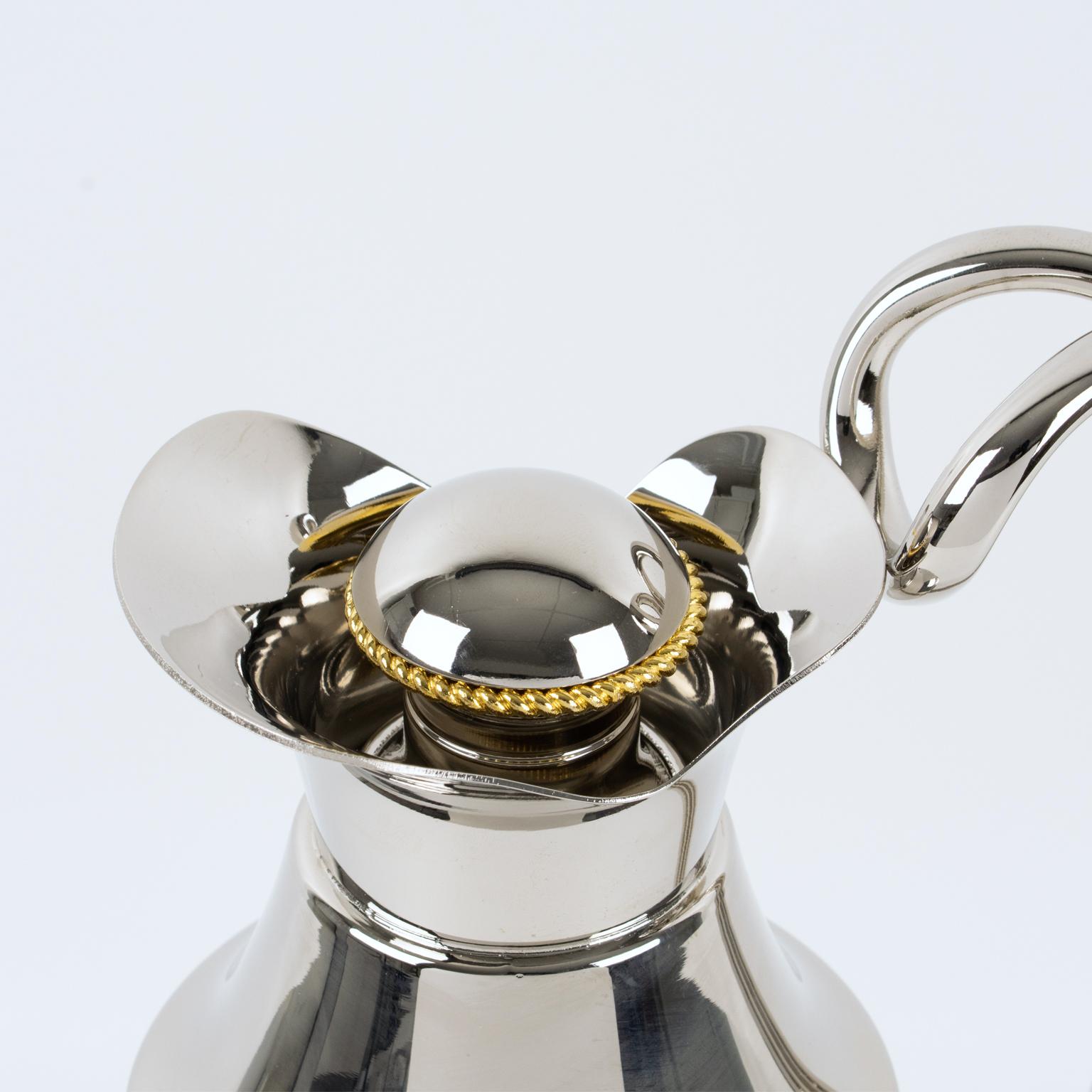 Gucci Italy Silvered and Gilt Thermos Insulated Decanter, circa 1980 5