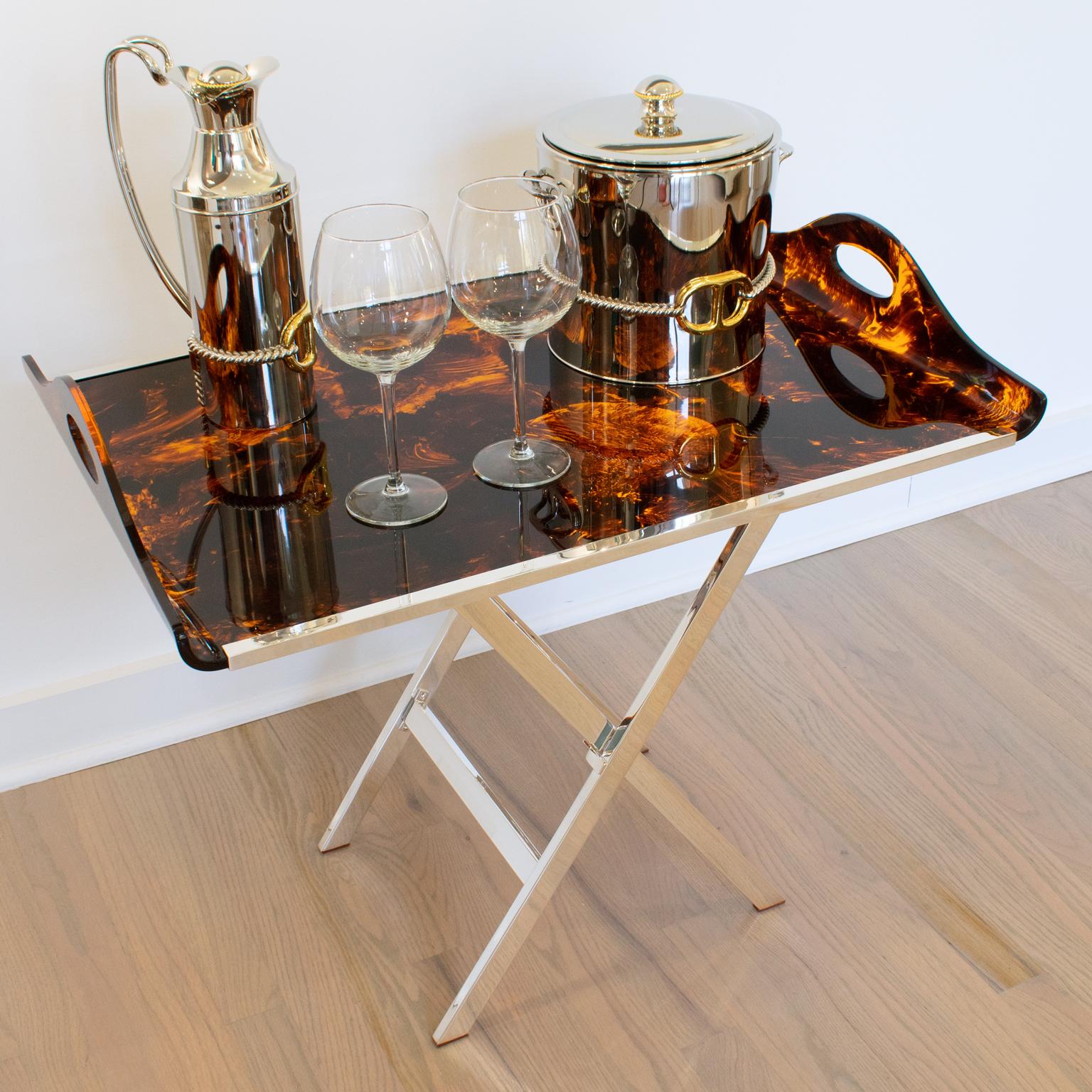 Late 20th Century Gucci Italy Silvered and Gilt Thermos Insulated Decanter, circa 1980