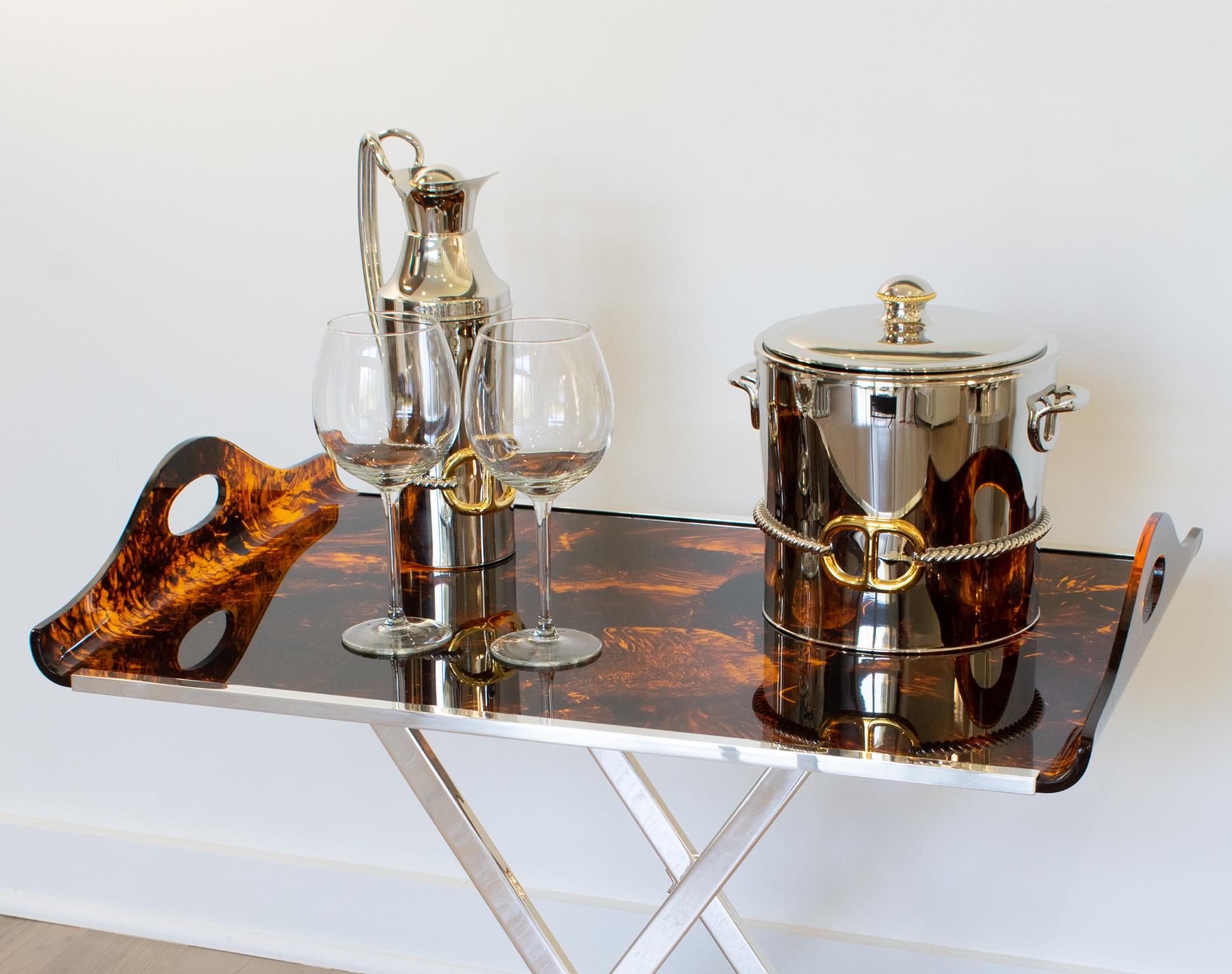 Metal Gucci Italy Silvered and Gilt Thermos Insulated Decanter, circa 1980