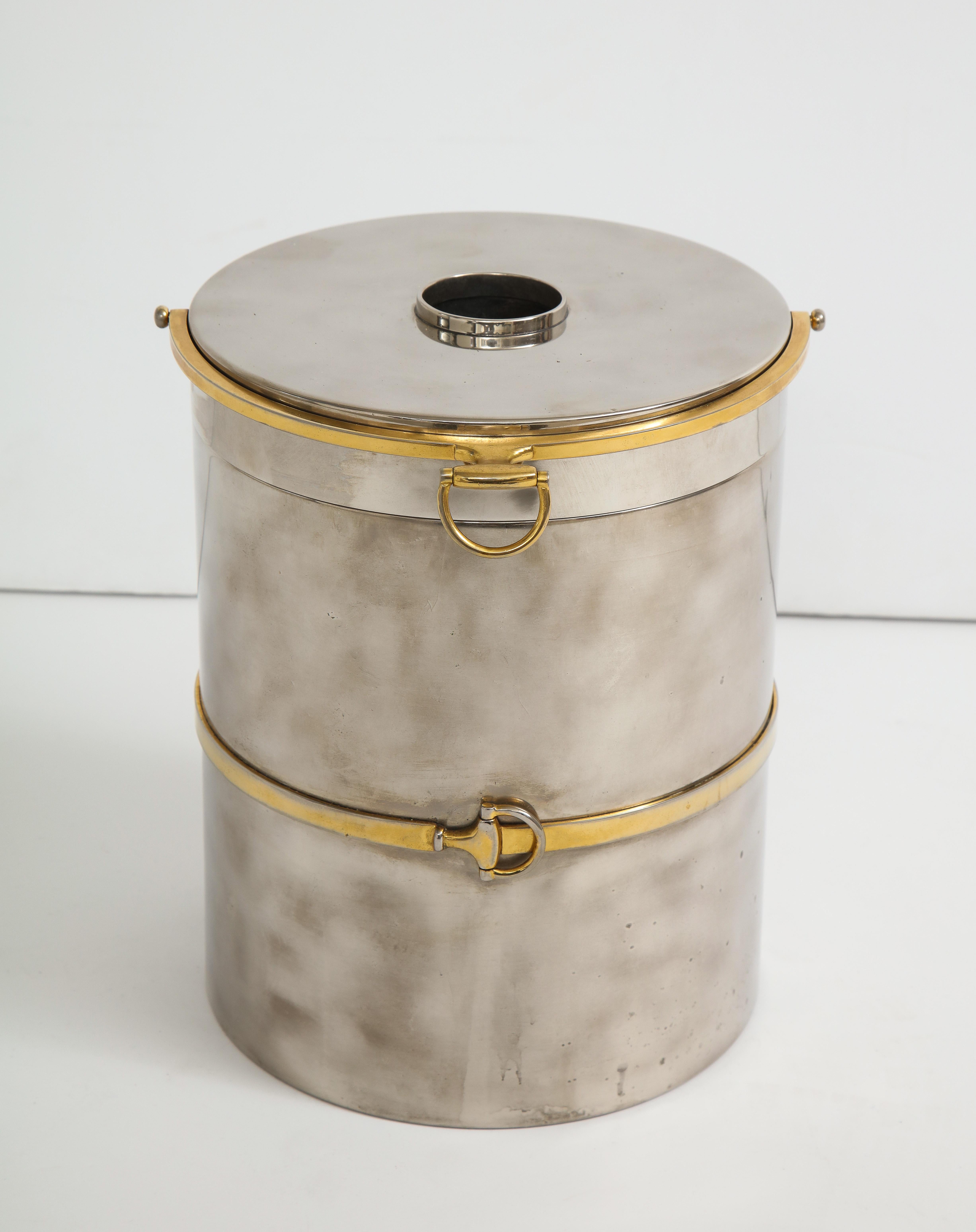 Gucci Chrome, Brass Champagne Ice Bucket In Good Condition In New York, NY
