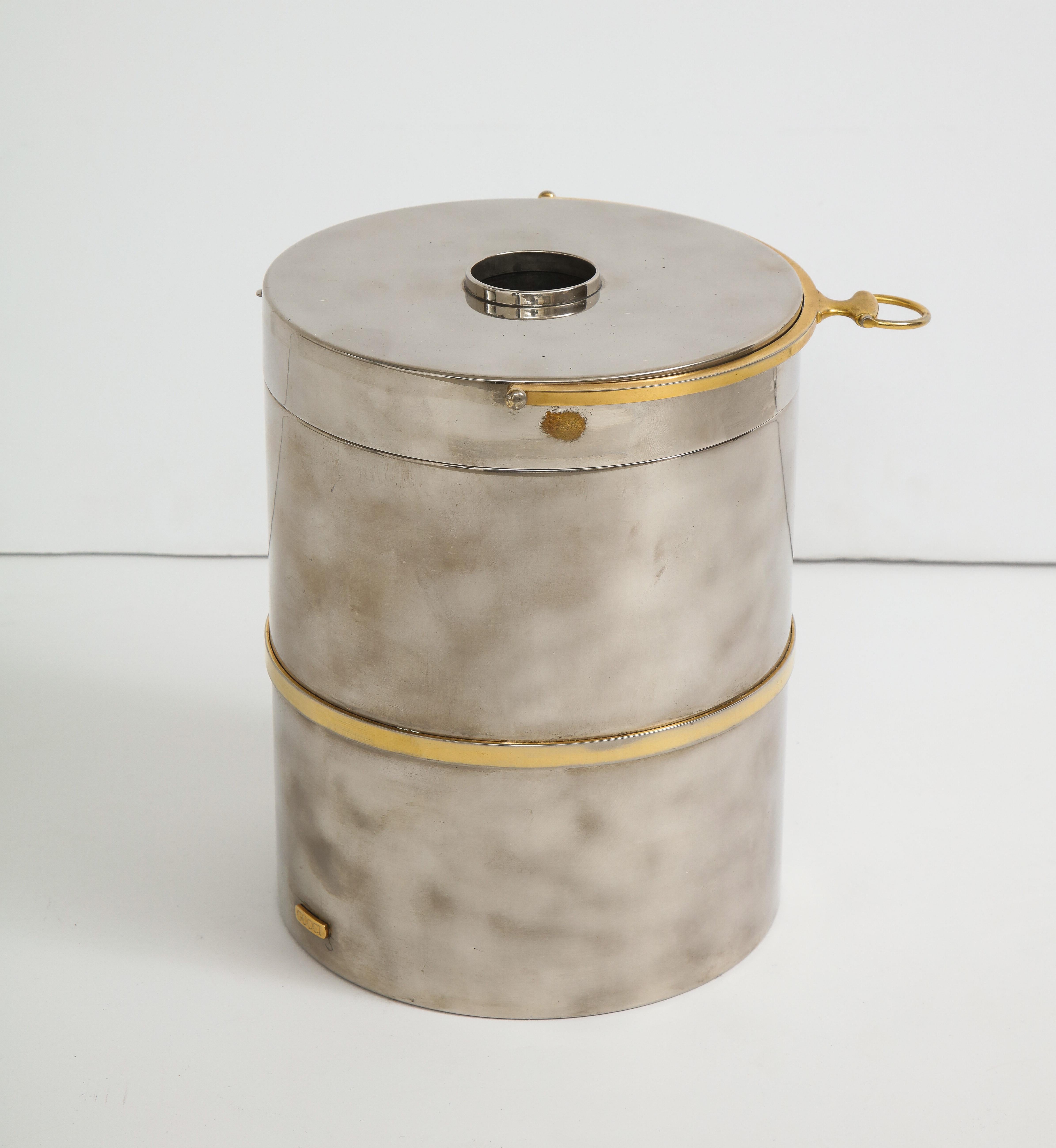 20th Century Gucci Chrome, Brass Champagne Ice Bucket