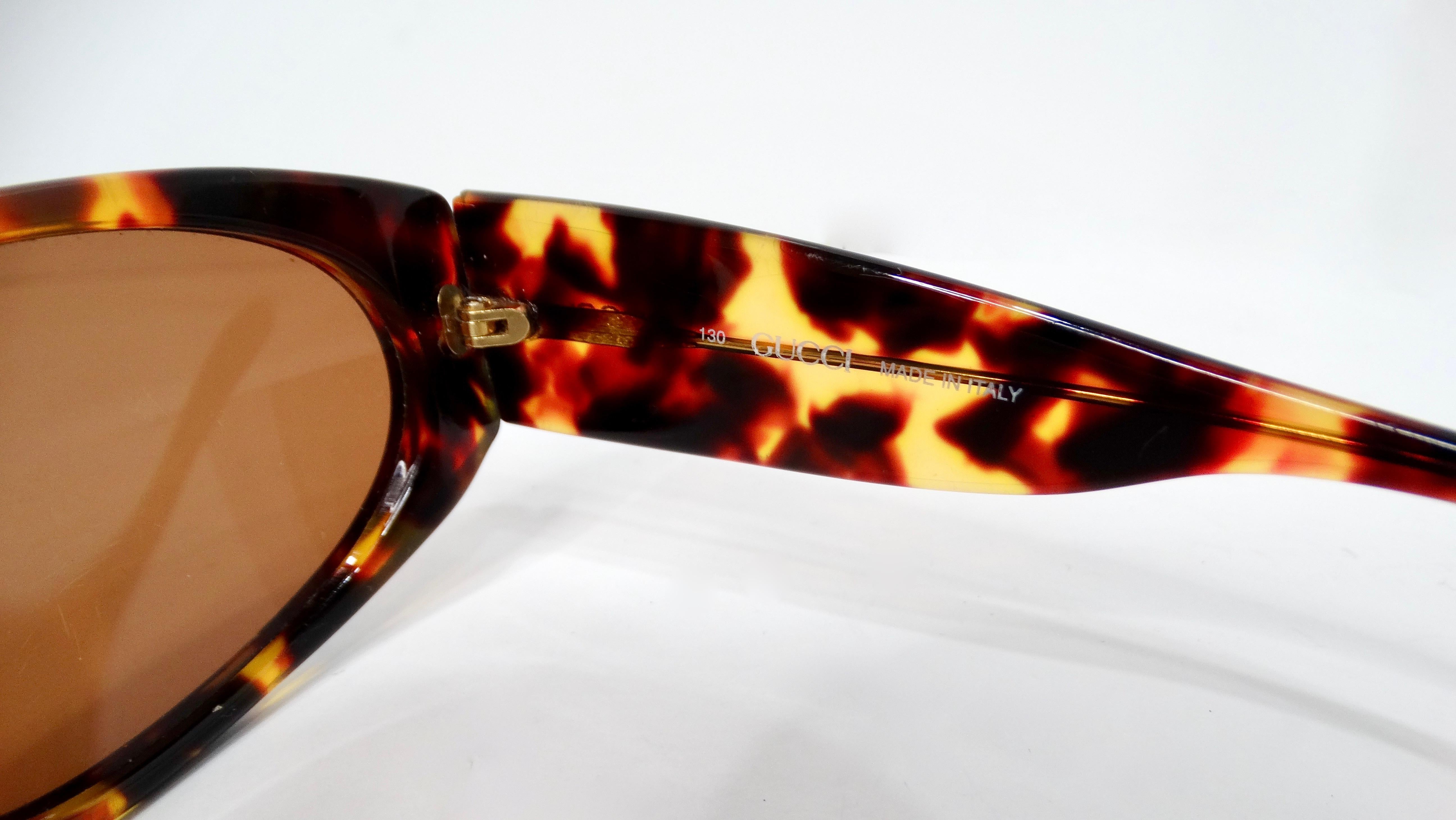 Gucci Chunky Tortoise Style Sunglasses circa 1990s For Sale 2