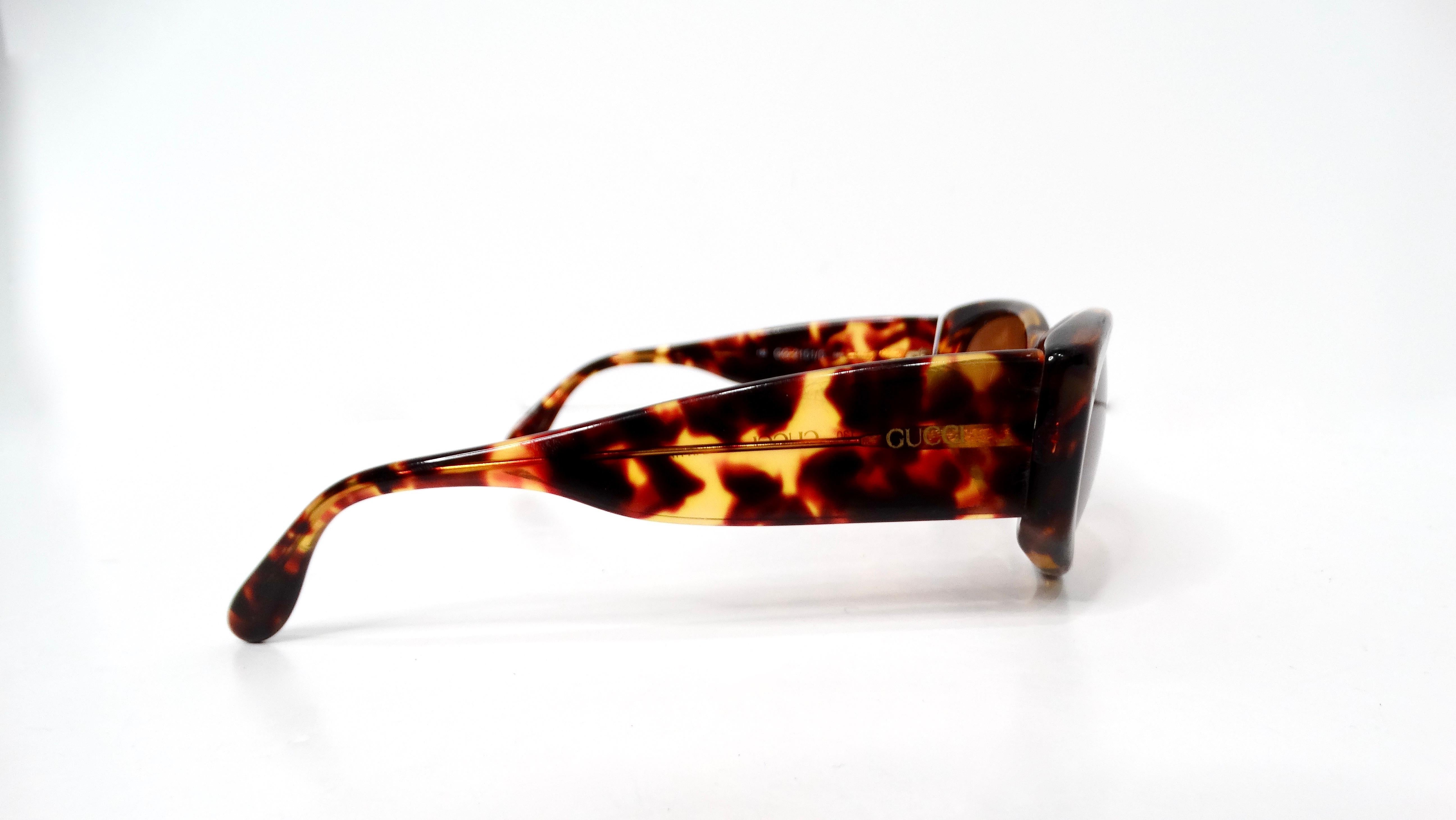 Gucci Chunky Tortoise Style Sunglasses circa 1990s For Sale 3