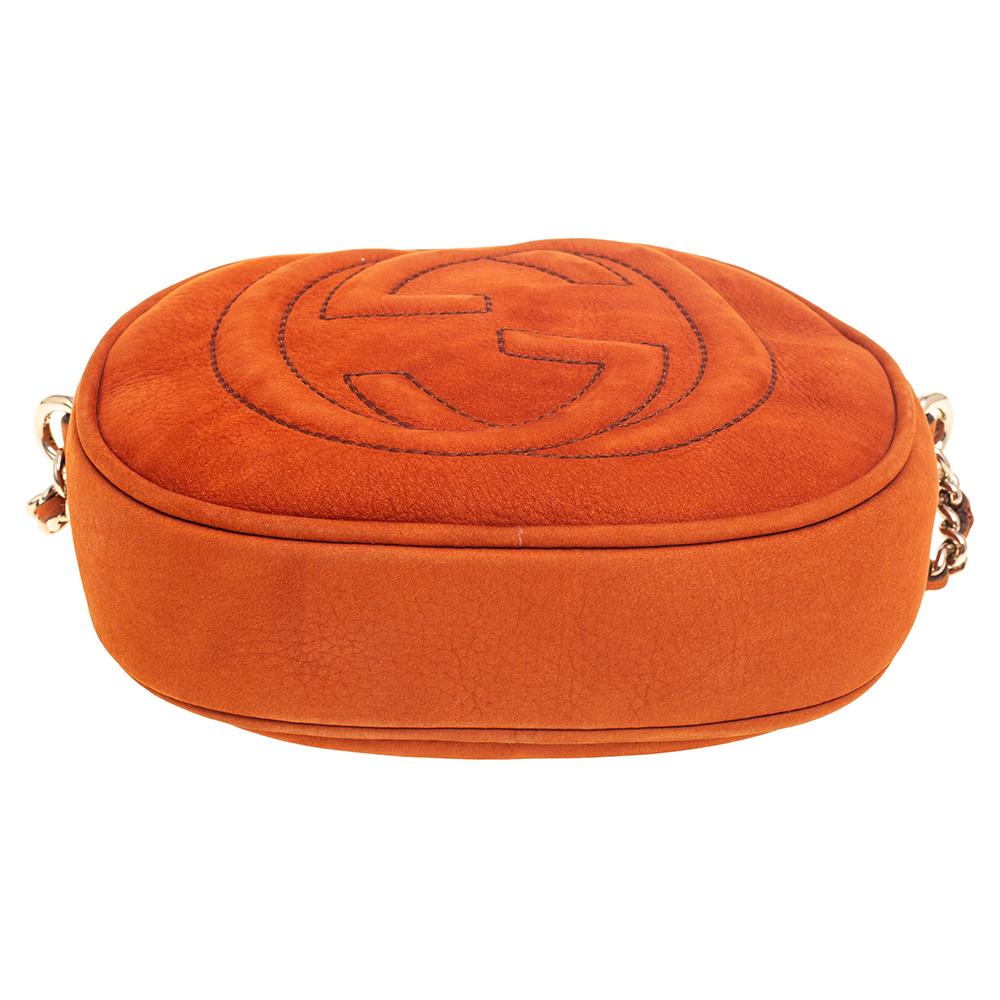 Gucci Mini Soho Disco Umhängetasche aus Leder in Zimtbraun mit Nubuk Damen