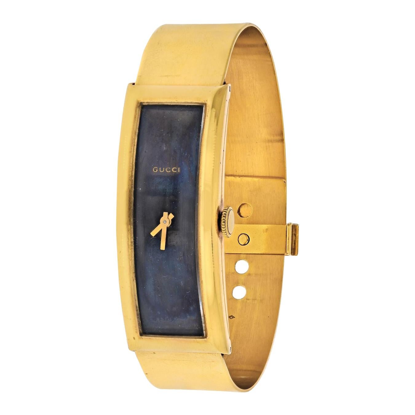 Gucci circa 1970s 18 Karat Yellow Gold Vintage Rectangular Watch