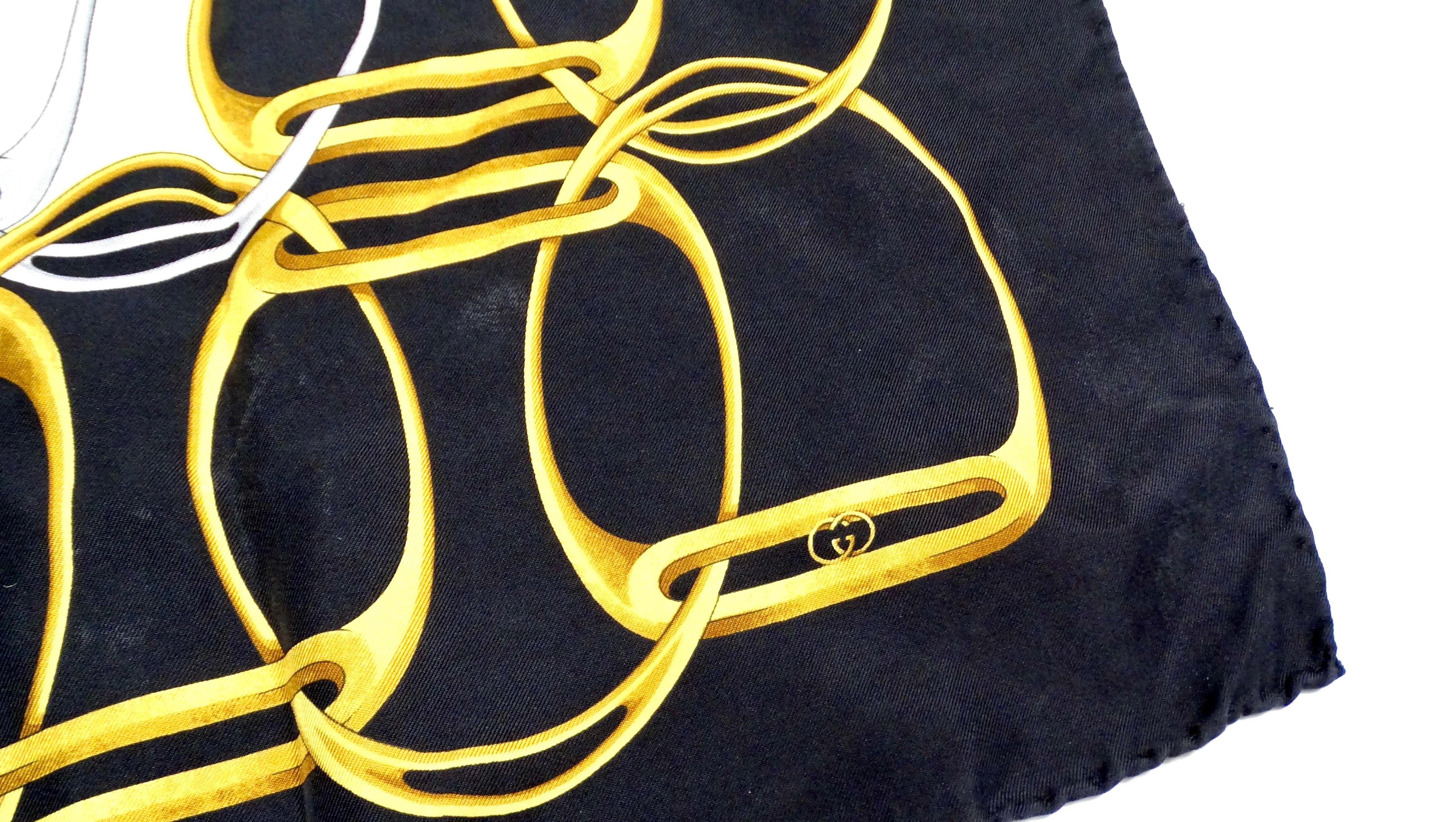 Gucci Circa 1990s Silk Chain Link Motif Scarf In Good Condition For Sale In Scottsdale, AZ