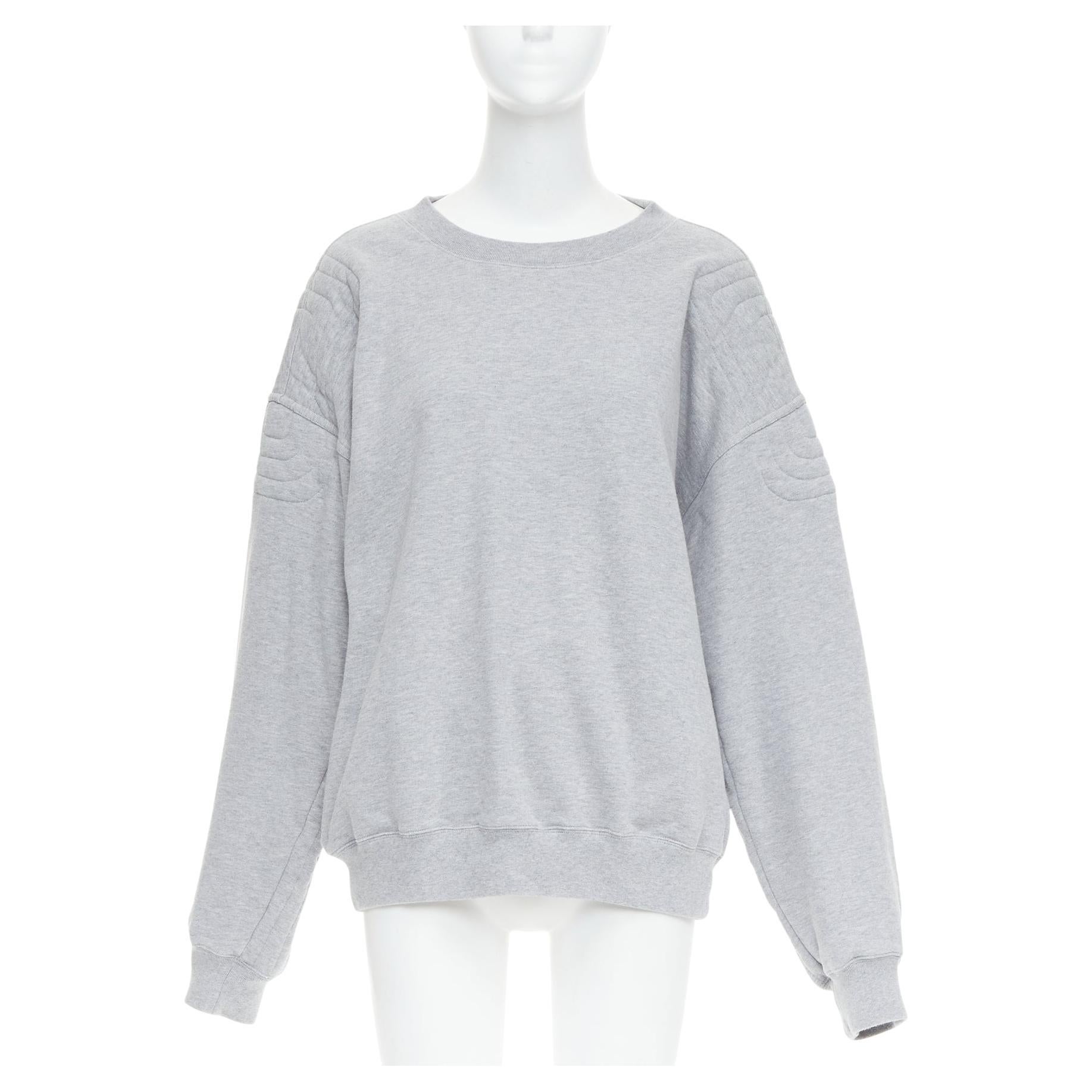 GUCCI Cities grey cotton white logo back quilted shoulder oversized pullover XXL For Sale