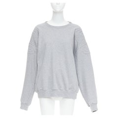 GUCCI Cities grey cotton white logo back quilted shoulder oversized pullover XXL