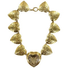 Gucci Citrine Heart 18 Karat Yellow Gold Vintage Estate Designer Necklace