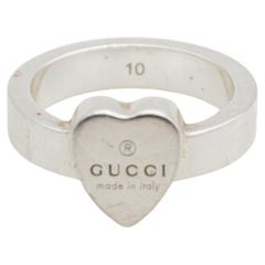 Gucci Classic Iconic Rare Sterling Silver Heart Trademark Modernist Ring