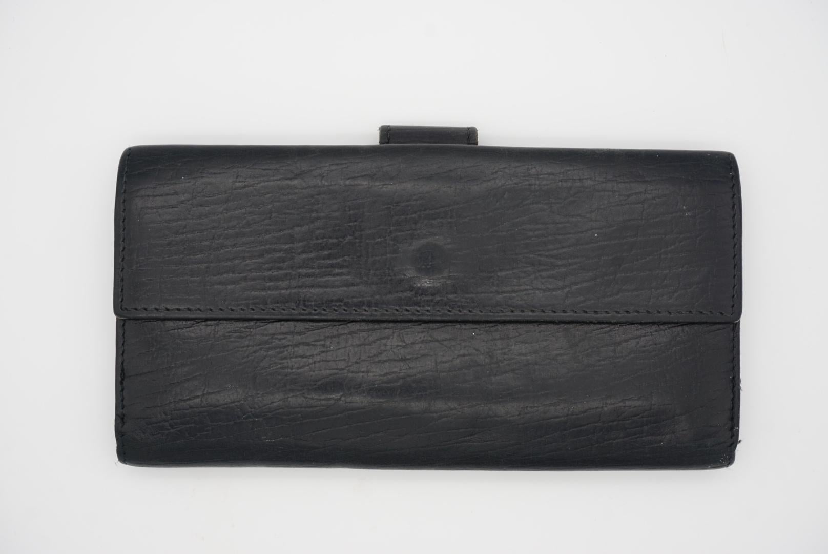 GUCCI Classic Long Black Leather Continental Wallet Purse Cash Card Hand Bag In Excellent Condition For Sale In Wokingham, England