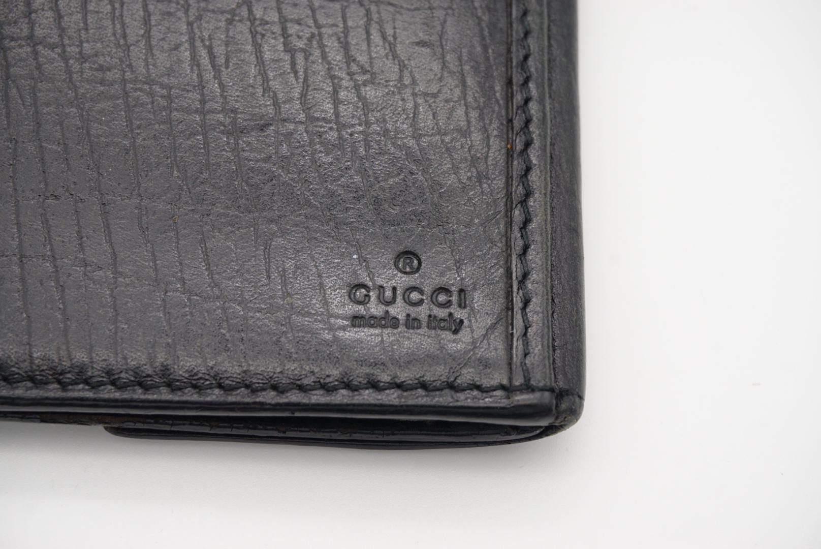 Women's or Men's GUCCI Classic Long Black Leather Continental Wallet Purse Cash Card Hand Bag For Sale