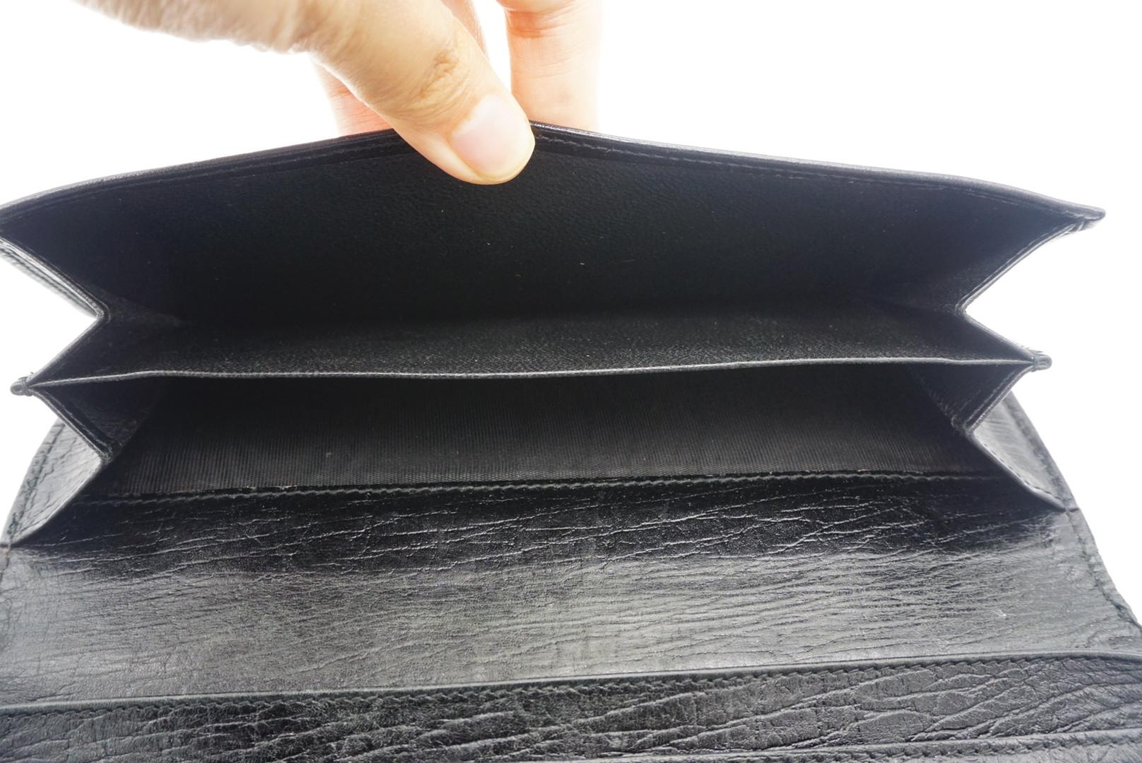 GUCCI Classic Long Black Leather Continental Wallet Purse Cash Card Hand Bag For Sale 5