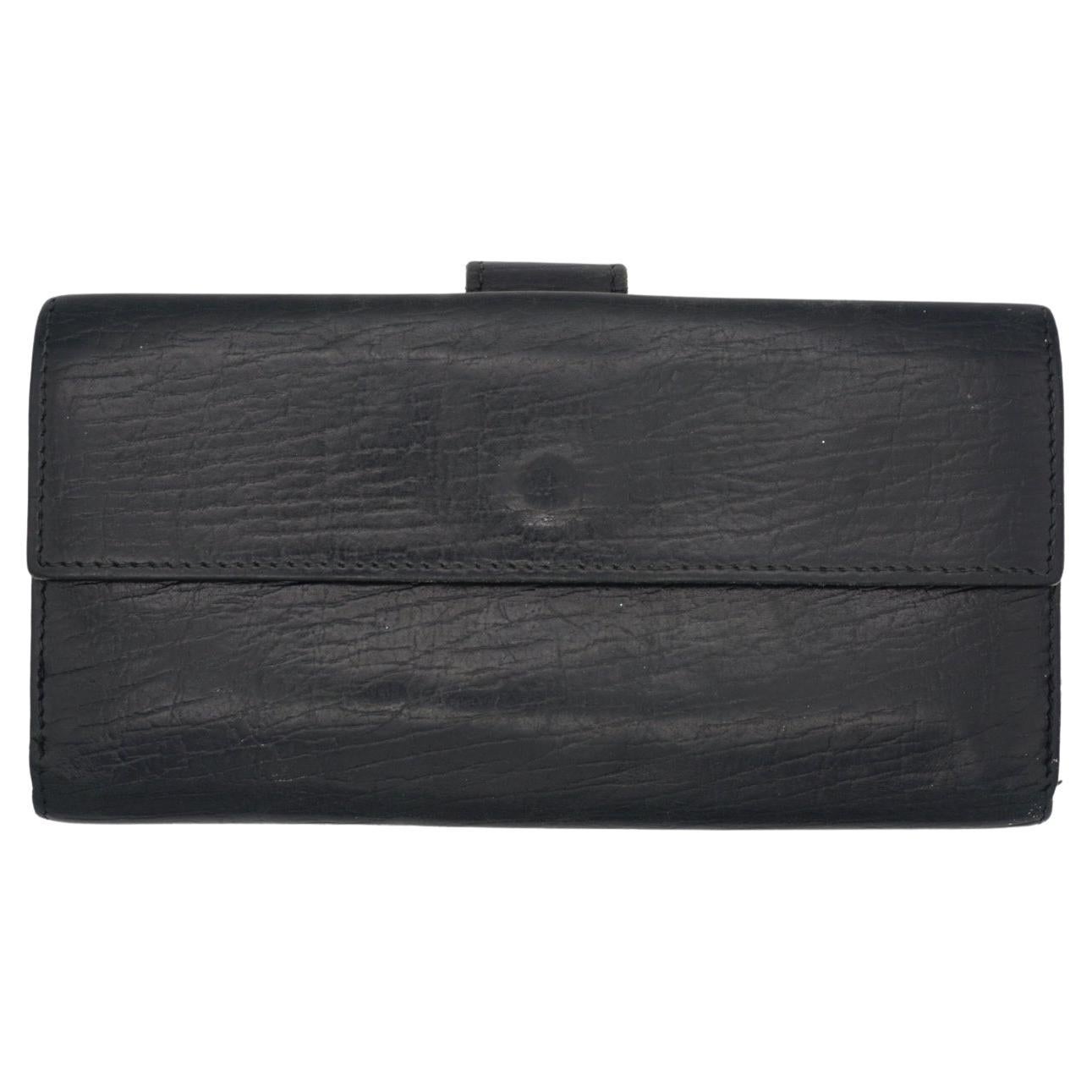 GUCCI Classic Long Black Leather Continental Brieftasche Geldbörse Cash Card Hand Bag im Angebot