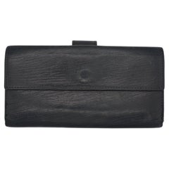 Vintage GUCCI Classic Long Black Leather Continental Wallet Purse Cash Card Hand Bag